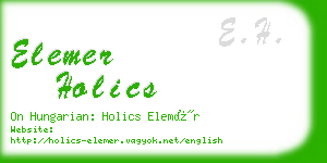 elemer holics business card